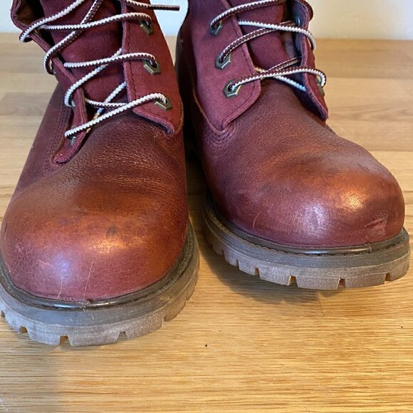 Timberland Teddy Fleece Burgundy Women's Leather Boots - Picture 3 of 12